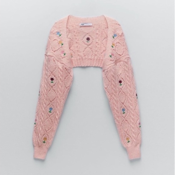 NWT ZARA PINK POINTELLE KNIT ARM WARMERS - Picture 4 of 8